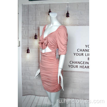 Женское розовое сексуальное тонкое платье